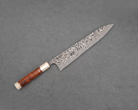 Takeshi Saji R2/SG2 Black Damascus 270mm Gyuto with Ivory / Rosewood Handle