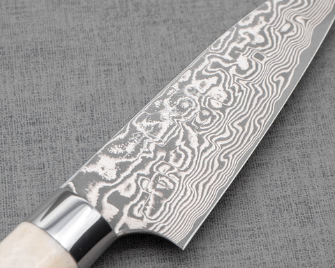Takeshi Saji R2/SG2 Black Damascus Petty with White Antler Handle
