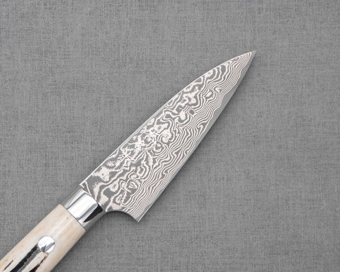 Takeshi Saji R2/SG2 Black Damascus Petty with White Antler Handle