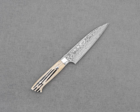 Takeshi Saji R2/SG2 Black Damascus Petty with White Antler Handle