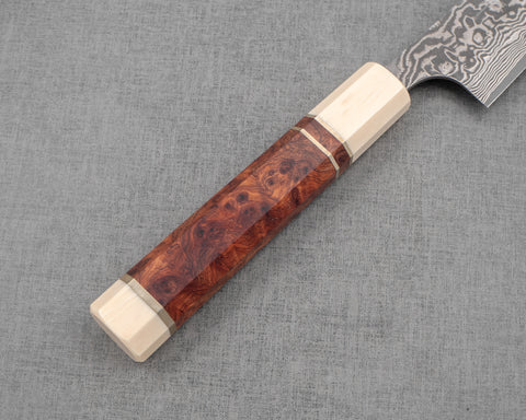 Takeshi Saji R2/SG2 Black Damascus 240mm Sujihiki with Ivory / Rosewood Handle