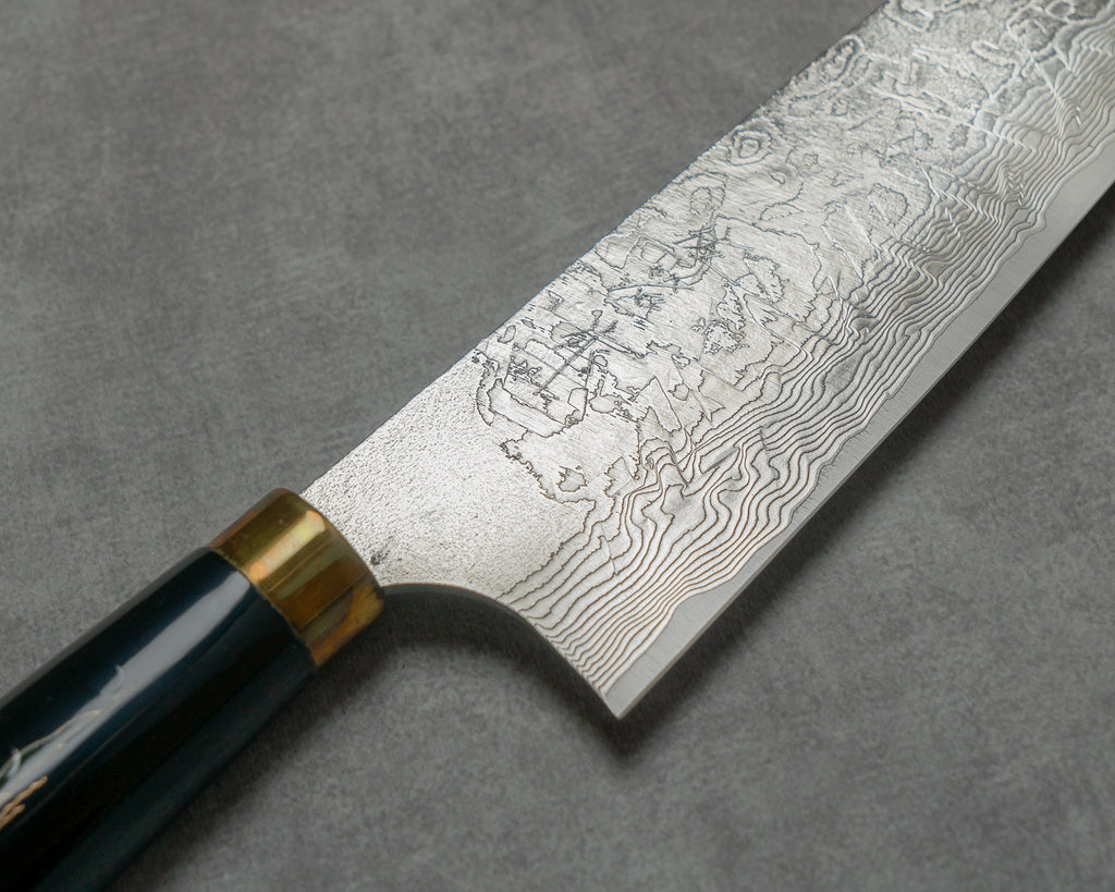 Takeshi Saji Makie-Art R2(SG2) Mirrored Damascus Japanese Chef's Gyuto  Knife 240mm with Urushi Lacquered Saya and Handle FUJI on LAKE(BT)