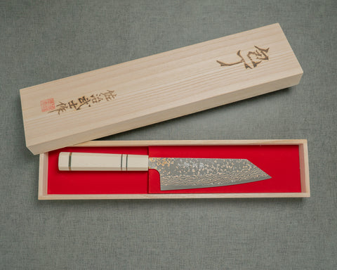 Takeshi Saji VG10W Kurosome Colored Damascus 165mm Bunka