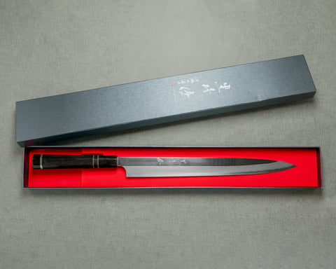 Yu Kurosaki Aogami #2 Mirror 330mm Yanagiba with Ebony Triple-Ginmaki Handle