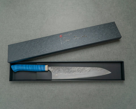 Yu Kurosaki "Fujin" R2/SG2 240mm Gyuto with Blue Maplewood Handle