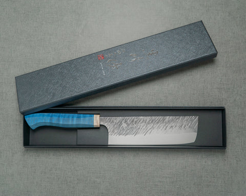Yu Kurosaki "Fujin" R2/SG2 165mm Nakiri with Blue Maplewood Handle