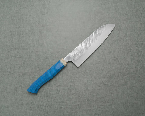 Yu Kurosaki "Fujin" R2/SG2 170mm Santoku with Blue Maplewood Handle