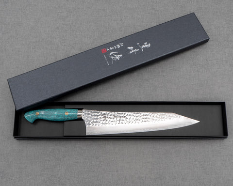 Yu Kurosaki "Senko" R2/SG2 240mm Kiritsuke Gyuto with Green Turquoise Handle