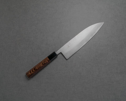 Hatsukokoro / Miyazaki Kajiya“Taki”Ginsan(銀色 #3)大馬士革 210 毫米牛刀,帶雞翅木水牛角手柄