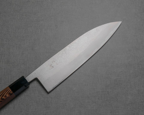 Hatsukokoro / Miyazaki Kajiya“Taki”Ginsan(銀色 #3)大馬士革 210 毫米牛刀,帶雞翅木水牛角手柄