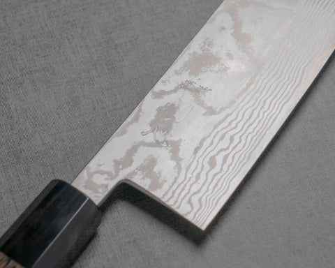 Hatsukokoro / Miyazaki Kajiya "Ryusui" ATS-34 Damascus Kirtsuke Gyuto with Wenge Buffalo Horn Handle