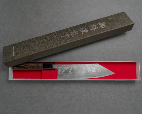 Hatsukokoro / Miyazaki Kajiya "Ryusui" ATS-34 Damascus Kirtsuke Gyuto with Wenge Buffalo Horn Handle