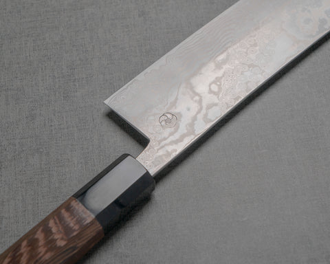Hatsukokoro / Miyazaki Kajiya "Tsubaki" ATS-34 Damascus 200mm Kirtsuke Gyuto with Wenge Buffalo Horn Handle