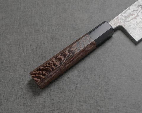 Hatsukokoro / Miyazaki Kajiya "Tsubaki" ATS-34 Damascus 200mm Kirtsuke Gyuto with Wenge Buffalo Horn Handle