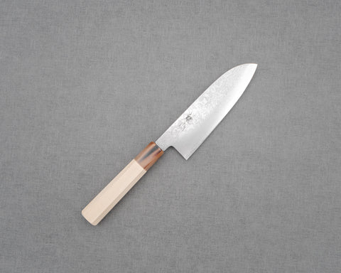 Kaishin Ginsan (Silver #3) Damascus 165mm Santoku