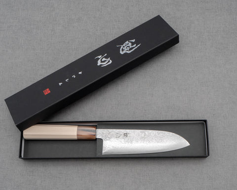 Kaishin Ginsan (Silver #3) Damascus 165mm Santoku