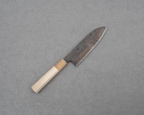 Kaishin Ginsan (Silver #3) Kurosome Damascus 165mm Santoku