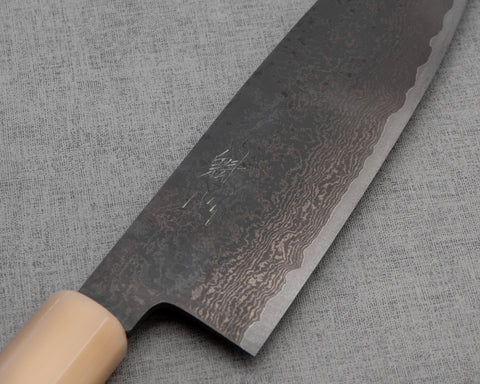 Kaishin Ginsan (Silver #3) Kurosome Damascus 165mm Santoku