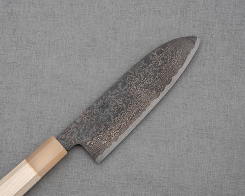 Kaishin Ginsan (Silver #3) Kurosome Damascus 165mm Santoku