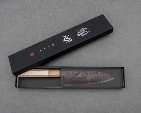 Kaishin Ginsan (Silver #3) Kurosome Damascus 165mm Santoku