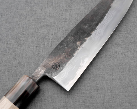 Kaishin / Miyazaki-Kajiya "Tsubaki" Aogami #2 Kurouchi Damascus 210mm Gyuto