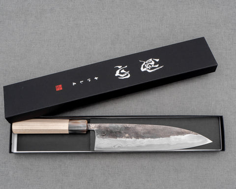 Kaishin / Miyazaki-Kajiya "Tsubaki" Aogami #2 Kurouchi Damascus 210mm Gyuto