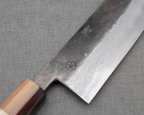 Kaishin / Miyazaki-Kajiya "Tsubaki" Aogami Super Kurouchi Damascus 210mm Gyuto