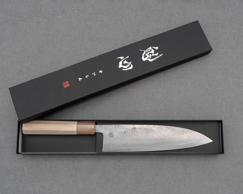 Kaishin / Miyazaki-Kajiya "Tsubaki" Ginsan (Silver #3) Nashiji Kasumi 210mm Gyuto