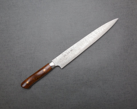 Takeshi Saji R2/SG2 Diamond Damascus 240mm Sujihiki with Ironwood Handle