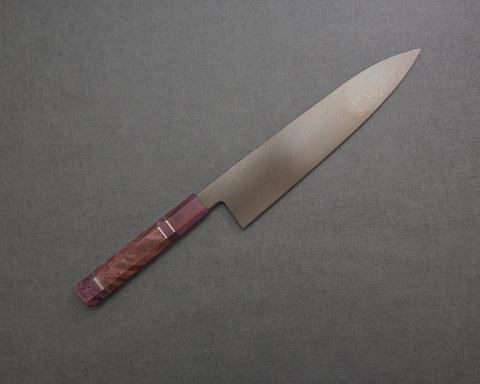 Shoichi Hashimoto "Tobikumo" Aogami #2 / Shirogami #2 Coreless Twisted Damascus 240mm Gyuto with Violet Stablized Wood Handle