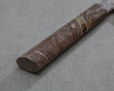 Shoichi Hashimoto Aogami #2 / Shirogami #2 Black Damascus 240mm Gyuto with Eternal Woodgrain Handle