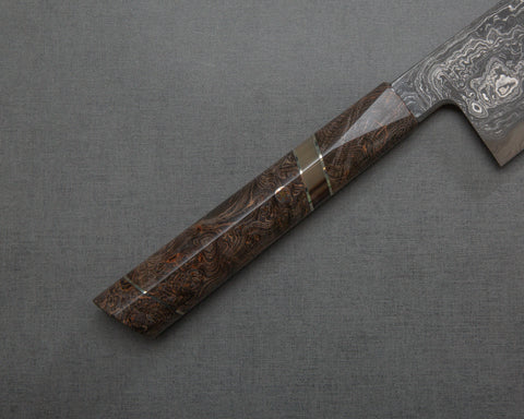 Shoichi Hashimoto Aogami #2 / Shirogami #2 Black Damascus 240mm Gyuto with Eternal Woodgrain Handle