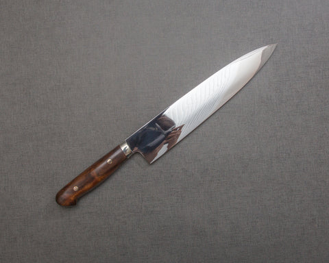 Yoshikazu Ikeda Mizu-Honyaki Shirogami #1 Ripple (Mt. Fuji) Mirror 240mm Gyuto with Ironwood Handle