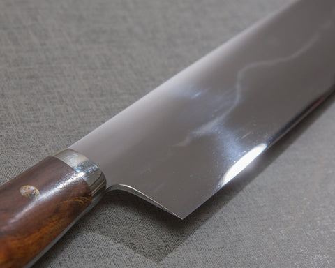 Yoshikazu Ikeda Mizu-Honyaki Shirogami #1 Ripple (Mt. Fuji) Mirror 240mm Gyuto with Ironwood Handle
