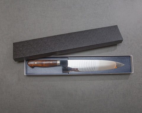 Yoshikazu Ikeda Mizu-Honyaki Shirogami #1 Ripple (Mt. Fuji) Mirror 240mm Gyuto with Ironwood Handle