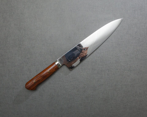 Yoshikazu Ikeda / Sakai Hokushin Honyaki Shirogami #3 Ripple Mirror 210mm Gyuto with Ironwood Handle