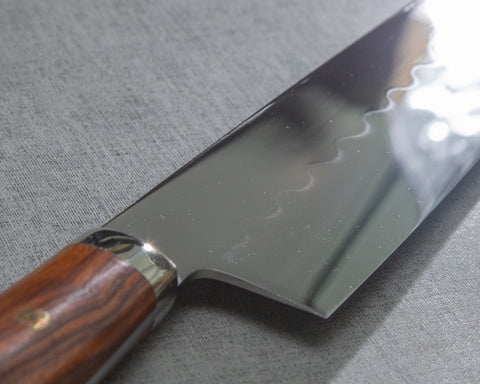 Yoshikazu Ikeda / Sakai Hokushin Honyaki Shirogami #3 Ripple Mirror 210mm Gyuto with Ironwood Handle