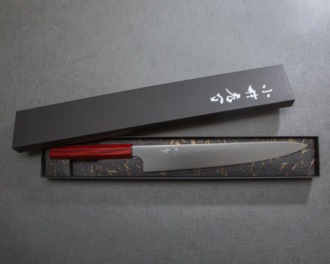 Kei Kobayashi R2/SG2 270mm Sujihiki with Urushi Red Pakka Wood Handle