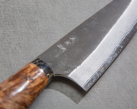 Yoshimi Kato Aogami Super Nashiji Kurouchi 210mm Kiritsuke Gyuto with Maplewood Handle