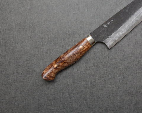 Yoshimi Kato Aogami Super Nashiji Kurouchi 210mm Kiritsuke Gyuto with Maplewood Handle