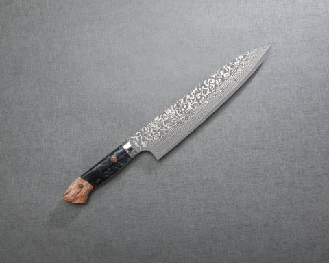 Yoshimi Kato R2/SG2 黑色大馬士革 210 毫米 Gyuto 帶穩定木/拋光青金石壓克力手柄