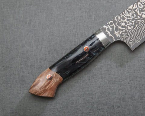 Yoshimi Kato R2/SG2 黑色大馬士革 210 毫米 Gyuto 帶穩定木/拋光青金石壓克力手柄