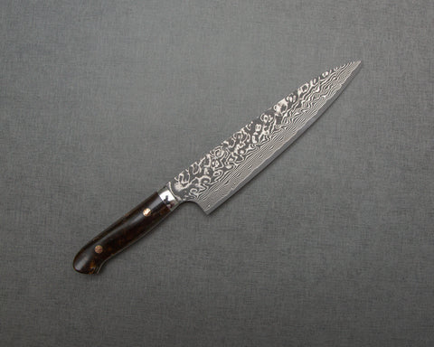 Yoshimi Kato R2/SG2 Black Damascus 210mm Gyuto with Polished Emperador Umber Acrylic Handle