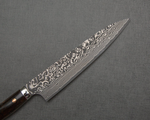 Yoshimi Kato R2/SG2 Black Damascus 210mm Gyuto with Polished Emperador Umber Acrylic Handle