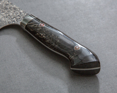 Yoshimi Kato R2/SG2 Black Damascus 210mm Gyuto with Polished Pearl Black Emperador Acrylic Handle