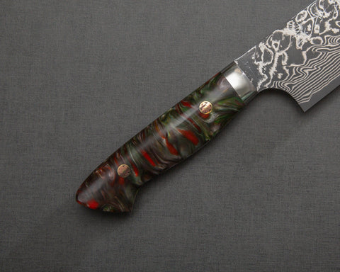 Yoshimi Kato R2/SG2 Black Damascus 210mm Gyuto with Polished Rouge Malachite Acrylic Handle