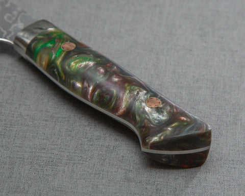 Yoshimi Kato R2/SG2 Black Damascus 210mm Gyuto with Polished Rouge Malachite Acrylic Handle