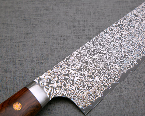 Yoshimi Kato R2/SG2 Black Damascus 240mm Gyuto with Ironwood Handle