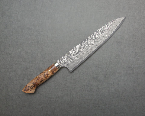 Yoshimi Kato R2/SG2 Black Damascus 240mm Gyuto with Stabilized Wood Handle