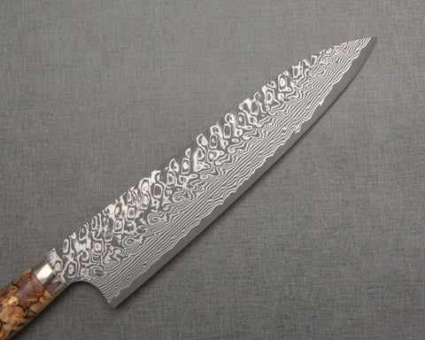 Yoshimi Kato R2/SG2 Black Damascus 240mm Gyuto with Stabilized Wood Handle